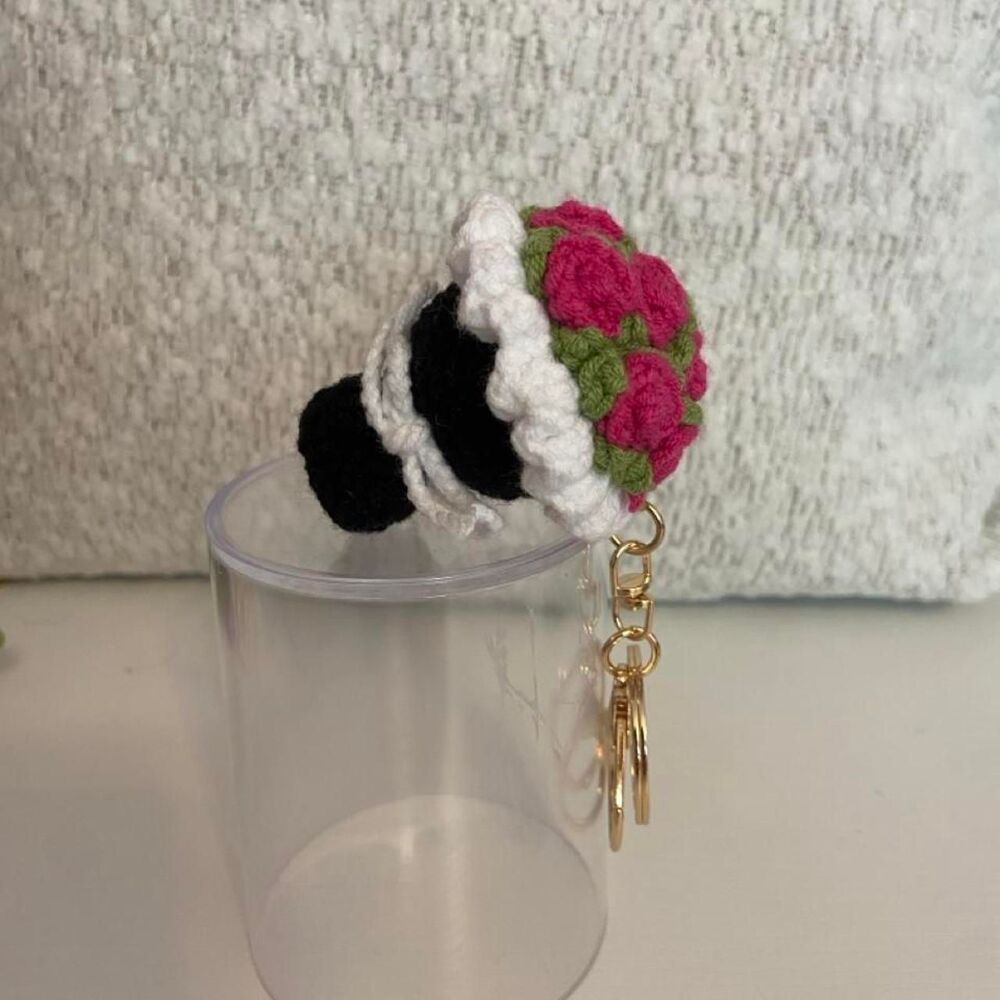 Handmade crocheted keychain bouquet